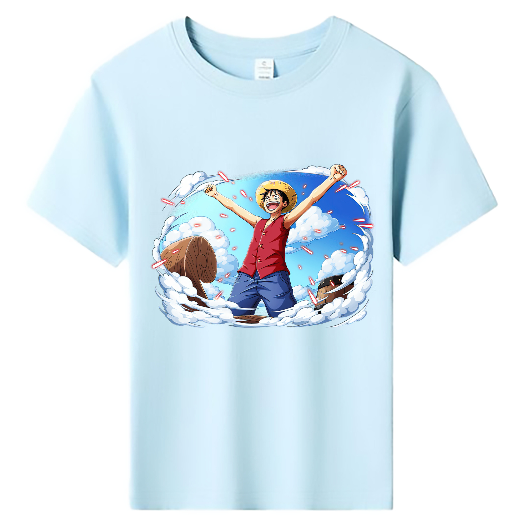 ワンピース モンキー・D・ルフィ ONE PIECE Monkey D. Luffy 綿100％キッズTシャツ（フロントプリント）